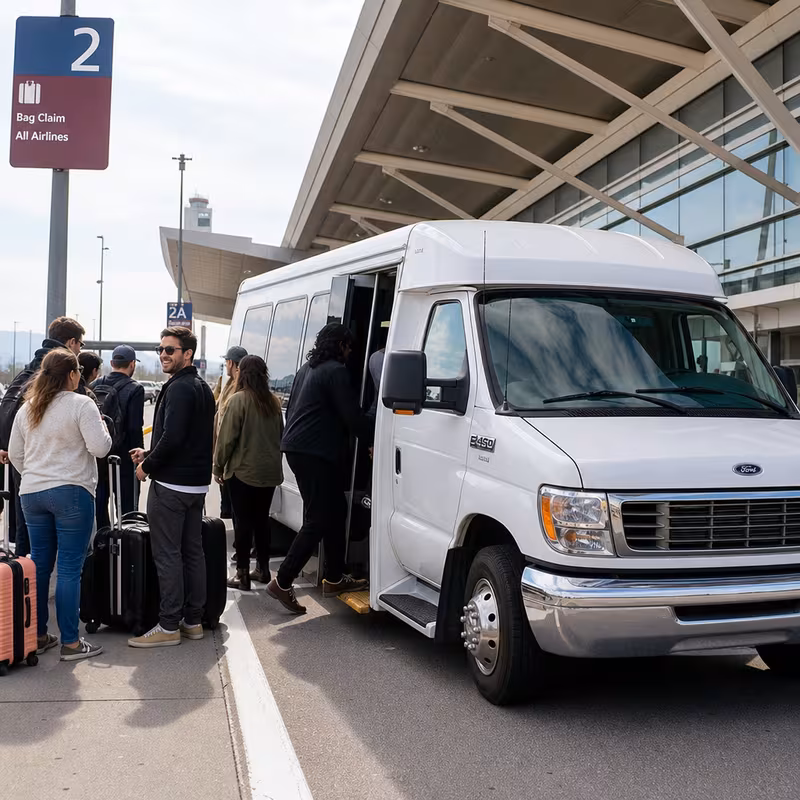 Black Mercedes Sprinter van staged for an Colorado Springs Airport Transportation group