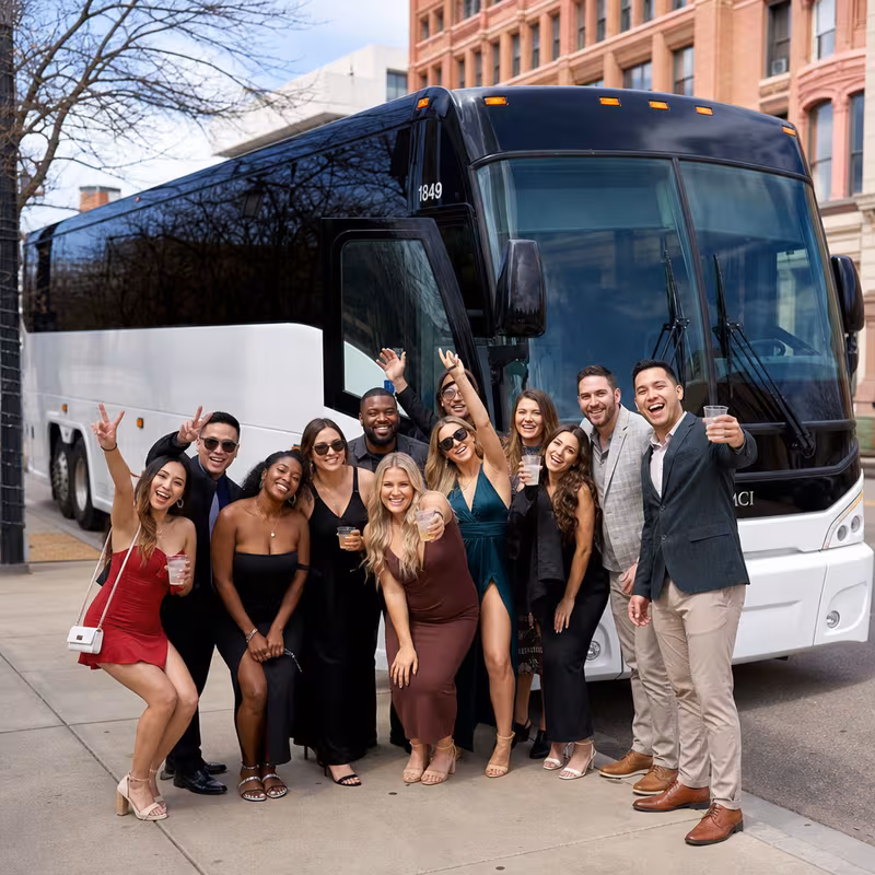 Passengers loading luggage while boarding an Colorado Springs group shuttle