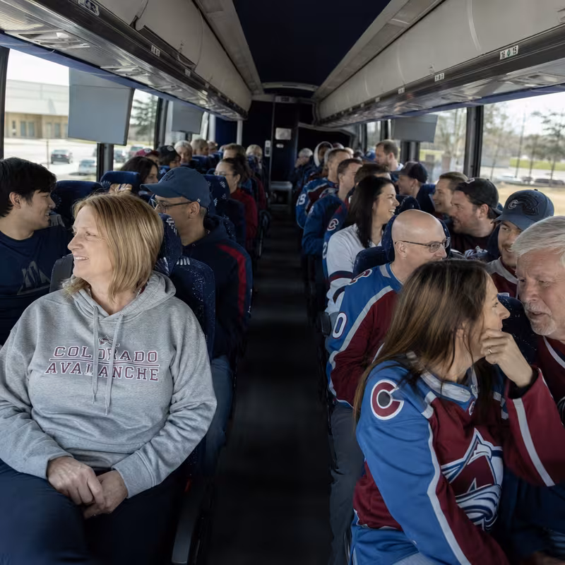 Passenger seating aboard a Colorado Springs party bus rental