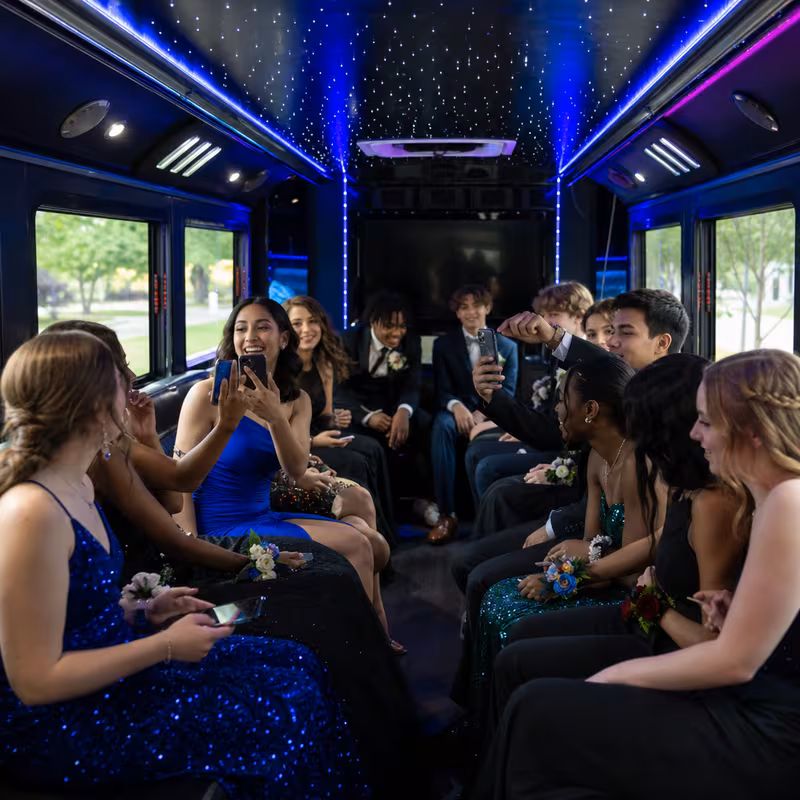Black Mercedes Sprinter van staged for an Colorado Springs Prom & Homecoming Transportation group