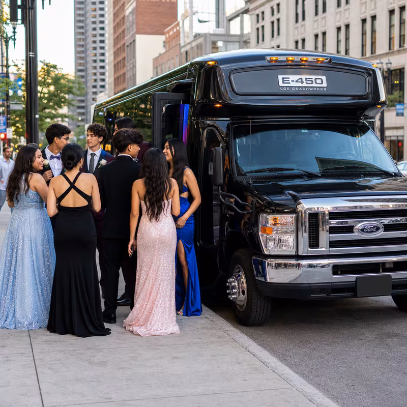 Passengers loading luggage while boarding an Colorado Springs group shuttle