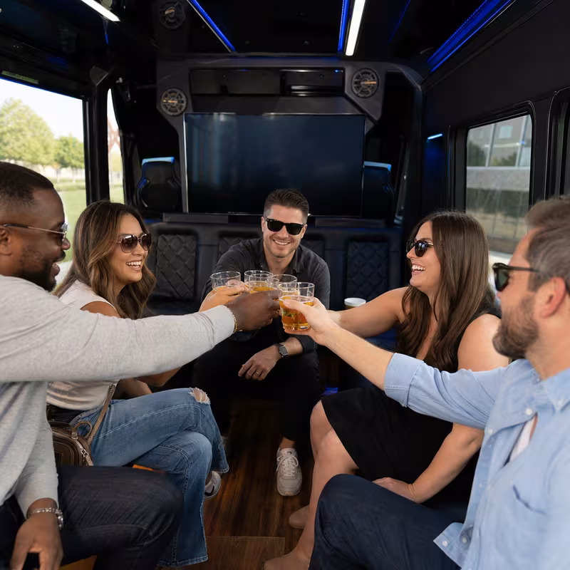Black Mercedes Sprinter van staged for an Colorado Springs Winery & Brewery Tour Transportation group